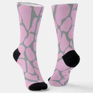 Chaussette Taches de girafe rose pastel et gris peintes à la