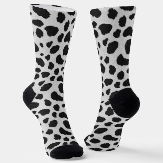 Chaussette Taches de vache noire et blanche texture motif fau (Angulaire)