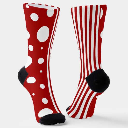 Chaussette Taches et rayures rouges et blanches (Angulaire)
