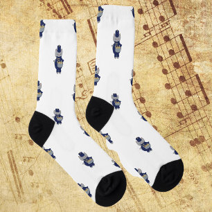 Chaussette Tambour de la fanfare Chat Bleu marine Or Motif