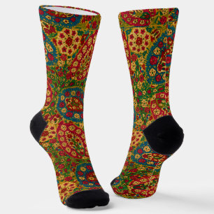 Chaussette Tapisserie florale multicolore vintage