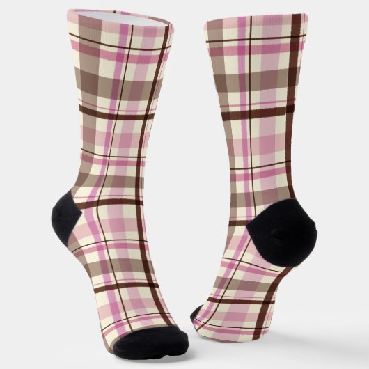 Chaussette Tartan Brown et rose mignon (Angulaire)