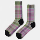 Chaussette Tartan classique vert et lilas. (Gauche)