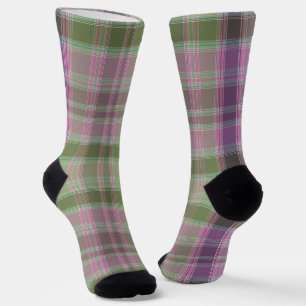 Chaussette Tartan classique vert et lilas.