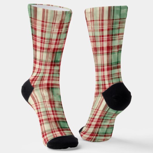 Chaussette Tartan de Noël Chic Shabby (Angulaire)