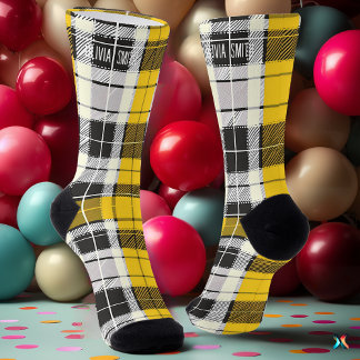 Chaussette Tartan jaune et noir personnalisé Plaid personnali