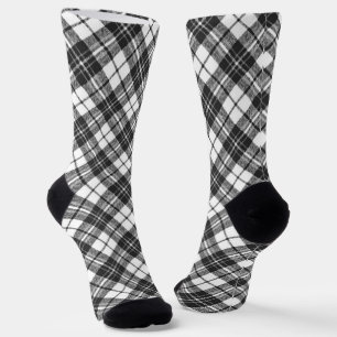 Chaussette Tartan motif vacances Noël noir blanc