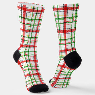 Chaussette Tartan plat de Noël - Blanc