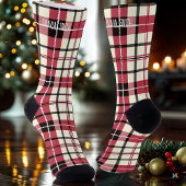 Chaussette Tartan rouge et blanc personnalisé