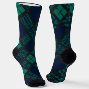 Chaussette Tartan Rustique Black Watch Vert Bleu
