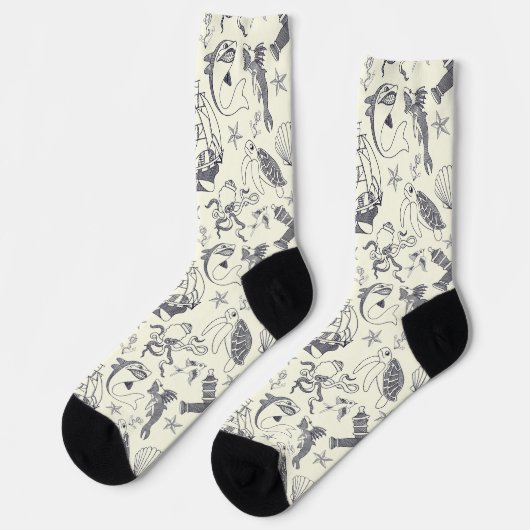 Chaussette Tatouages Nautiques Ancien Voilier Motivés (Gauche)