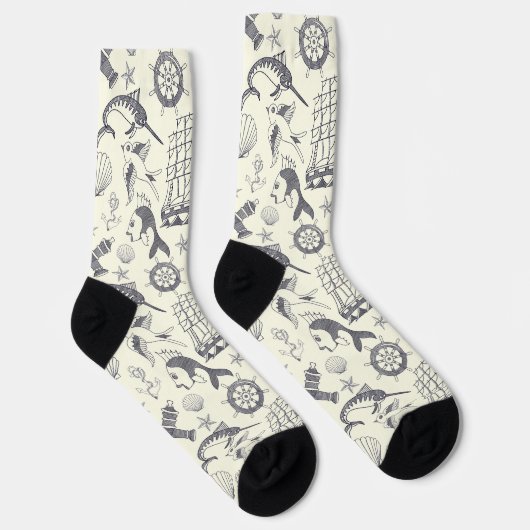 Chaussette Tatouages Nautiques Ancien Voilier Motivés (Droite)
