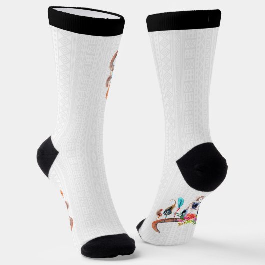 Chaussette Taureau Avec Fleurs Et Plumes (Angulaire)