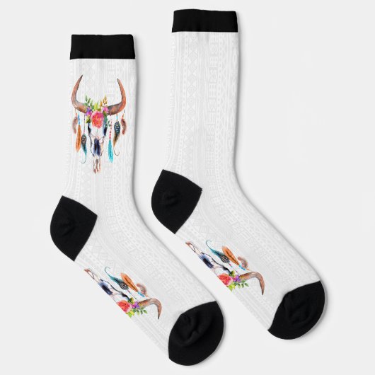 Chaussette Taureau Avec Fleurs Et Plumes (Droite)