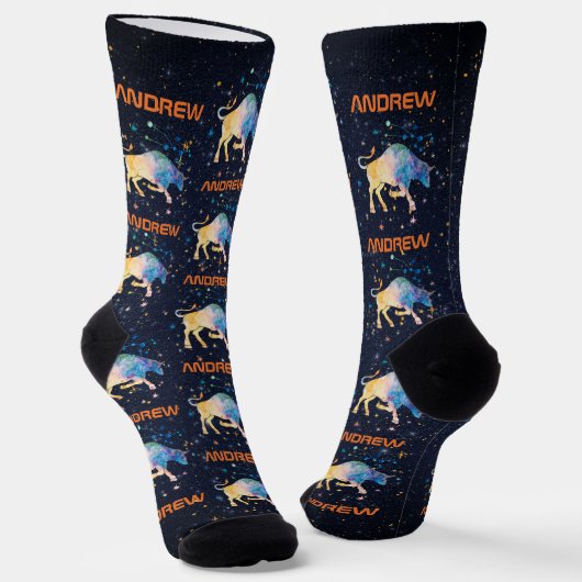 Chaussette Taurus Constellation Zodiaque Aquarelle Star Galax (Angulaire)