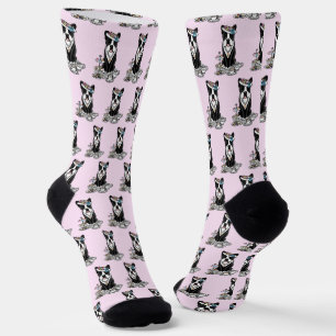 Chaussette Tea Party Boston Terrier (noir) mignon chien