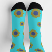 Chaussette Teal Sunflower Pattern Women's Socks (Haut)