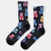 Chaussette Teddy Bear Chalk Dessin Motif noir (Gauche)