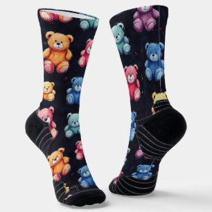 Chaussette Teddy Bear Chalk Dessin Motif noir