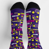 Chaussette Tennis rose violet blanc jaune nom motif (Haut)