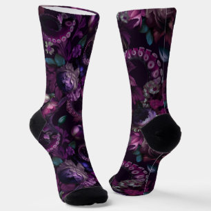 Chaussette Tenture gothique rose foncé avec fleurs