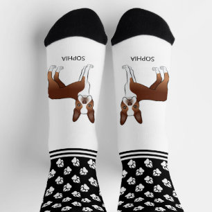 Chaussette Tervueren Boston Terrier rouge et blanc avec nom e