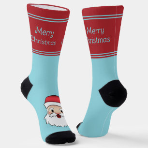 Chaussette Tête de Père Noël de dessin animé heureux avec tex
