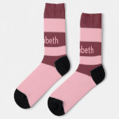 Chaussette Texte du nom du Motif trié rose mou (Gauche)