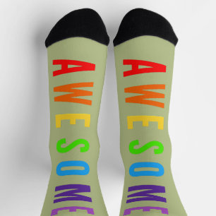CHAUSSETTE TEXTE ÉLEVÉ POSITIF INCROYABLE ARC-EN-CIEL VERT