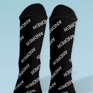 Chaussette Texte moderne répétitif personnalisable blanc & no