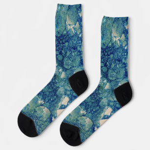 Chaussette Texture de marbre vert Turquoise bleu