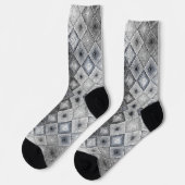 Chaussette Texture de treillis abstrait géométrique argent et (Gauche)
