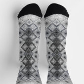 Chaussette Texture de treillis abstrait géométrique argent et (Haut)