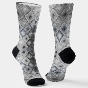 Chaussette Texture de treillis abstrait géométrique argent et