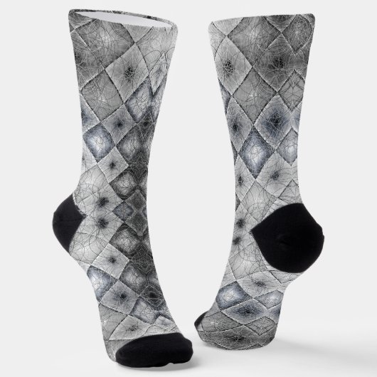 Chaussette Texture de treillis abstrait géométrique argent et (Angulaire)