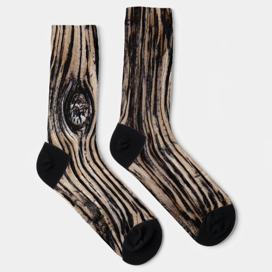 Chaussette Texture d'écorce d'arbre brûlé (Droite)