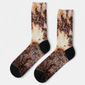 Chaussette Texture métallique rouille brun cool Nom personnal (Gauche)