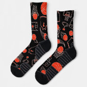 Chaussette Thème De Basketball Noir Et Orange (Gauche)