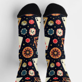 Chaussette Thème de motif de casino sur fond noir (Haut)