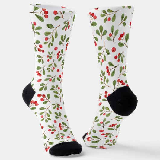 Chaussette Thème de Noël Holly, Mistletoe et Berries (Angulaire)