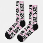 Chaussette Thème des points roses de chiot gallois Terrier (Gauche)