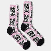 Chaussette Thème des points roses de chiot gallois Terrier (Droite)