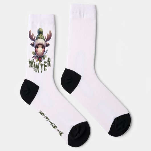 Chaussette Thème Moose d'hiver (Droite)