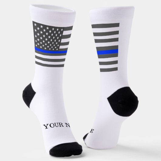 Chaussette Thin Blue Line American flag law enforcement (Angulaire)
