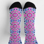 Chaussette Tie Dye Mandala Motif Denim bleu et rose (Haut)