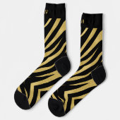 Chaussette Tiger imprimé en or et noir avec Monogramme (Gauche)