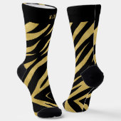 Chaussette Tiger imprimé en or et noir avec Monogramme (Angulaire)
