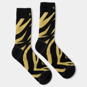 Chaussette Tiger imprimé en or et noir avec Monogramme (Droite)