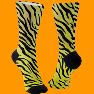 Chaussette Tiger Stripes Jaune Crew Chaussettes - Bold Animal