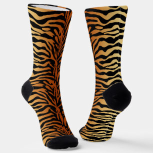 Chaussette Tiger Stripes Poster de animal, Ambre, Noir et Tan